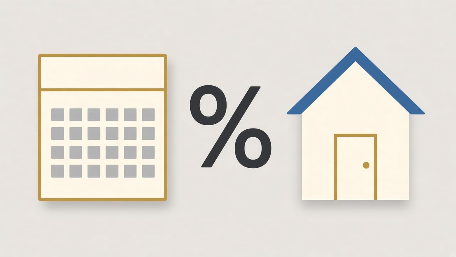 Illustration of a calendar, a percent sign, and a house